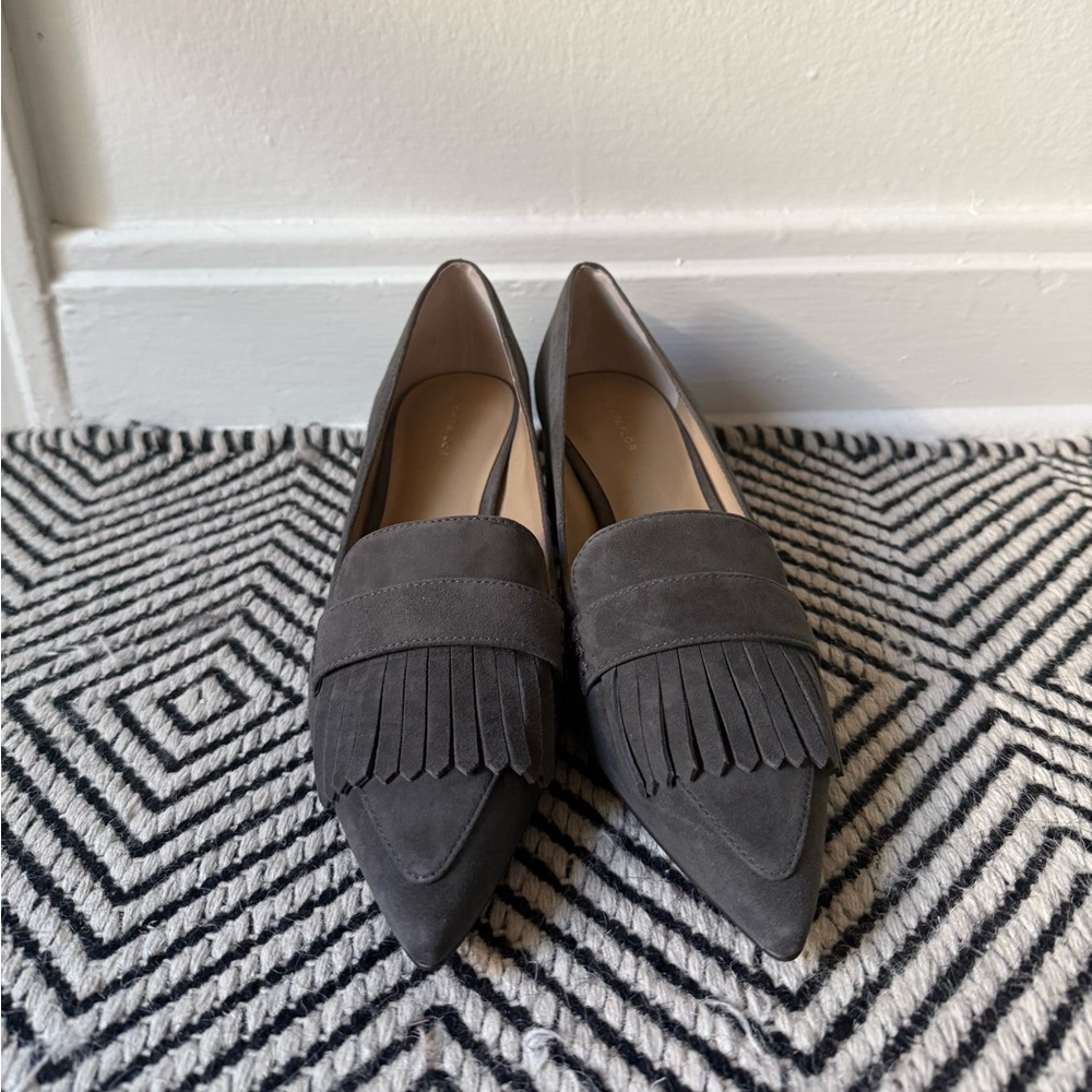 Ann Taylor Kiltie Suede Block Heel Loafer Pumps